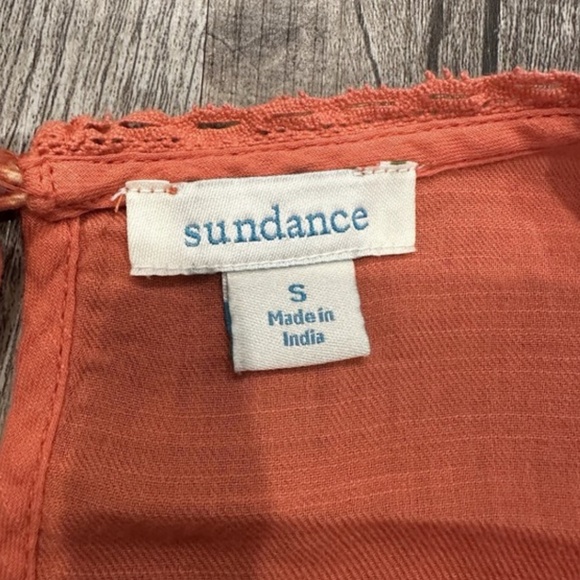 Sundance Aria Embroidered Lace Blouse Cap Sleeves Women's Size Small Coral - Picture 7 of 9